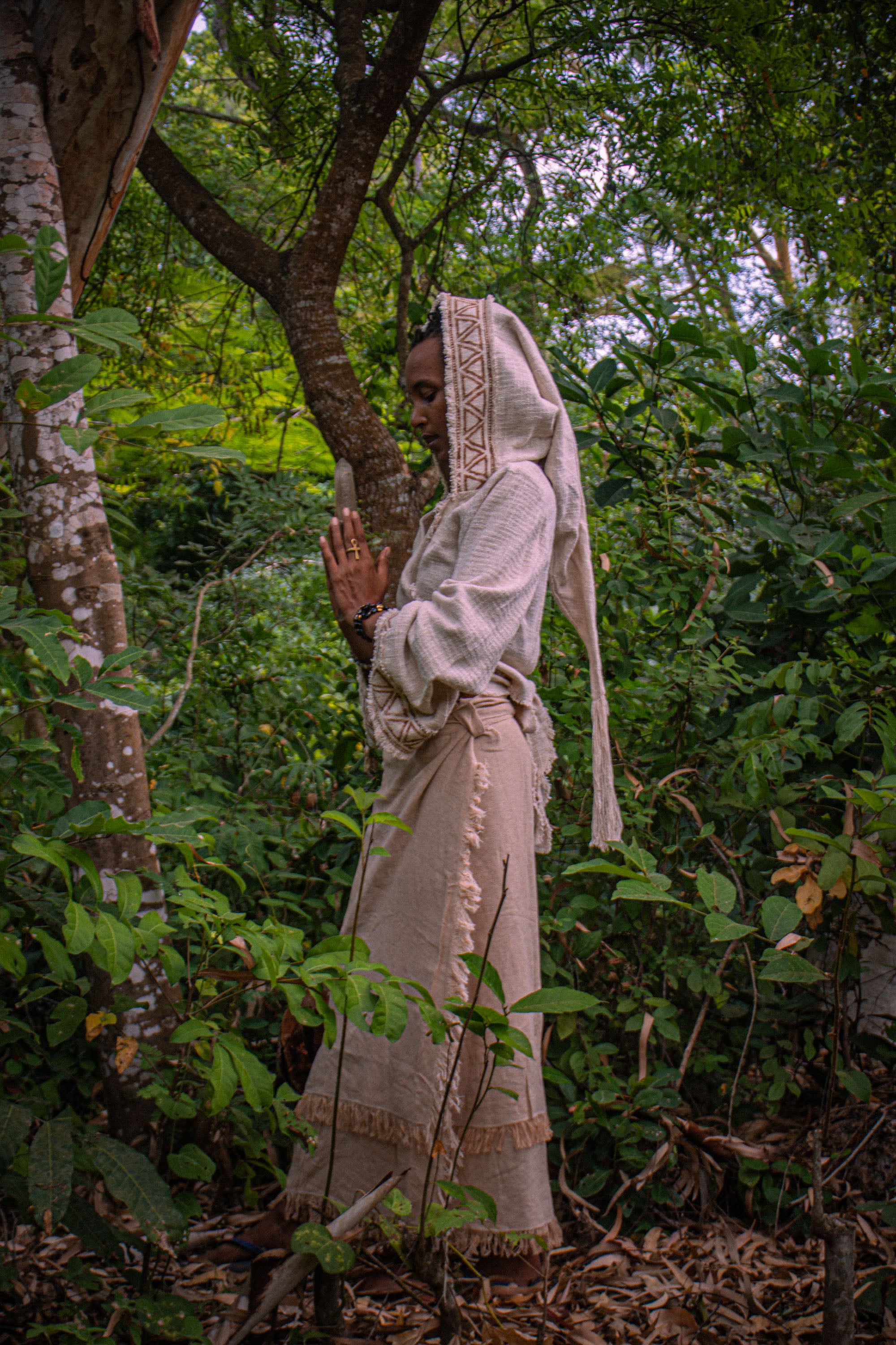 Tribal Hooded Wrap Top