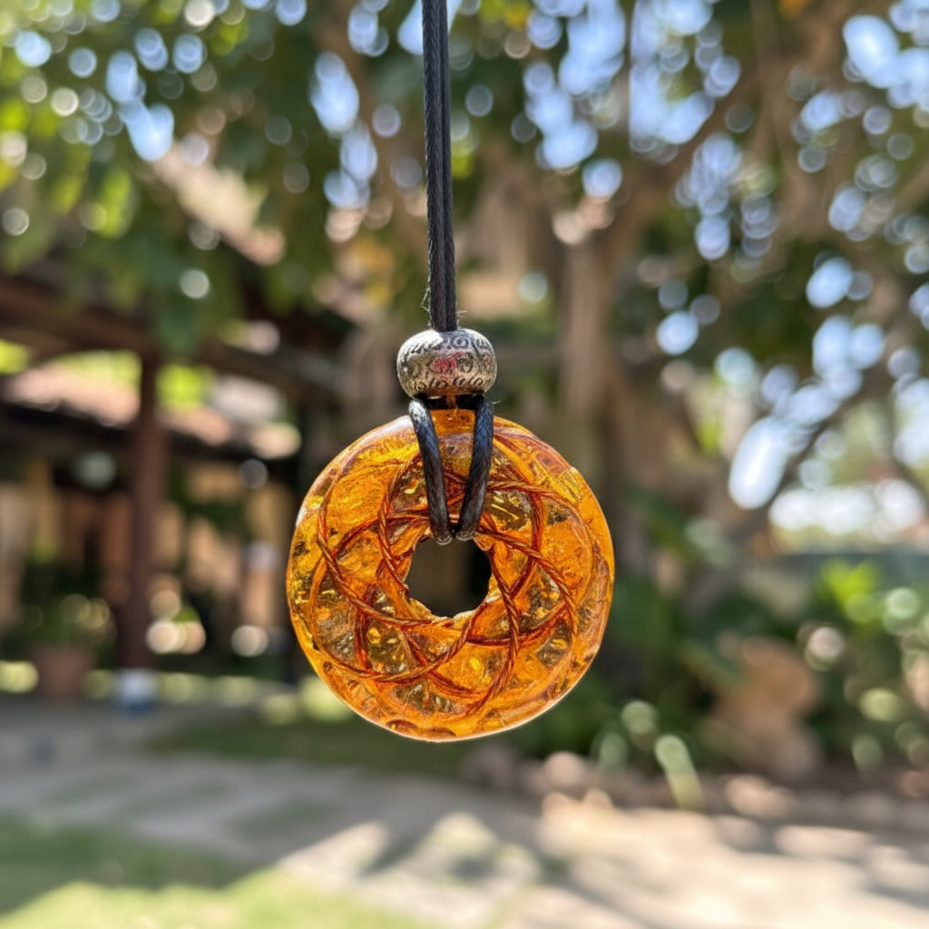 Yellow Orgonite Torus Pendant Small