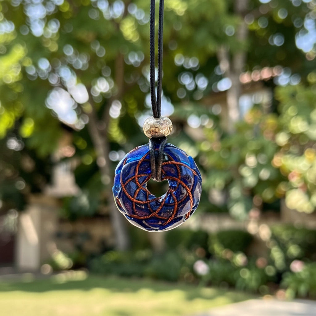 Blue Orgonite Torus Pendant Small