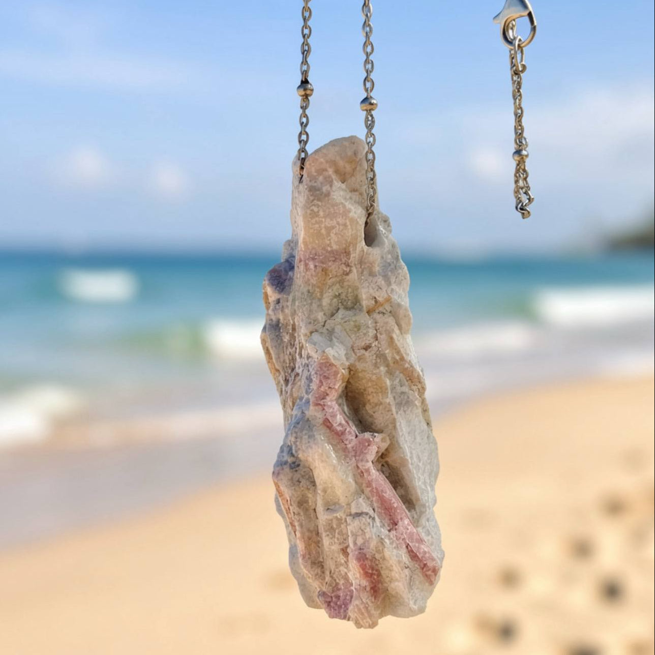 Raw Pink Tourmaline Pendant