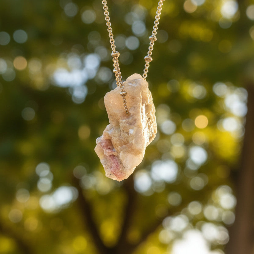 Raw Pink Tourmaline Pendant