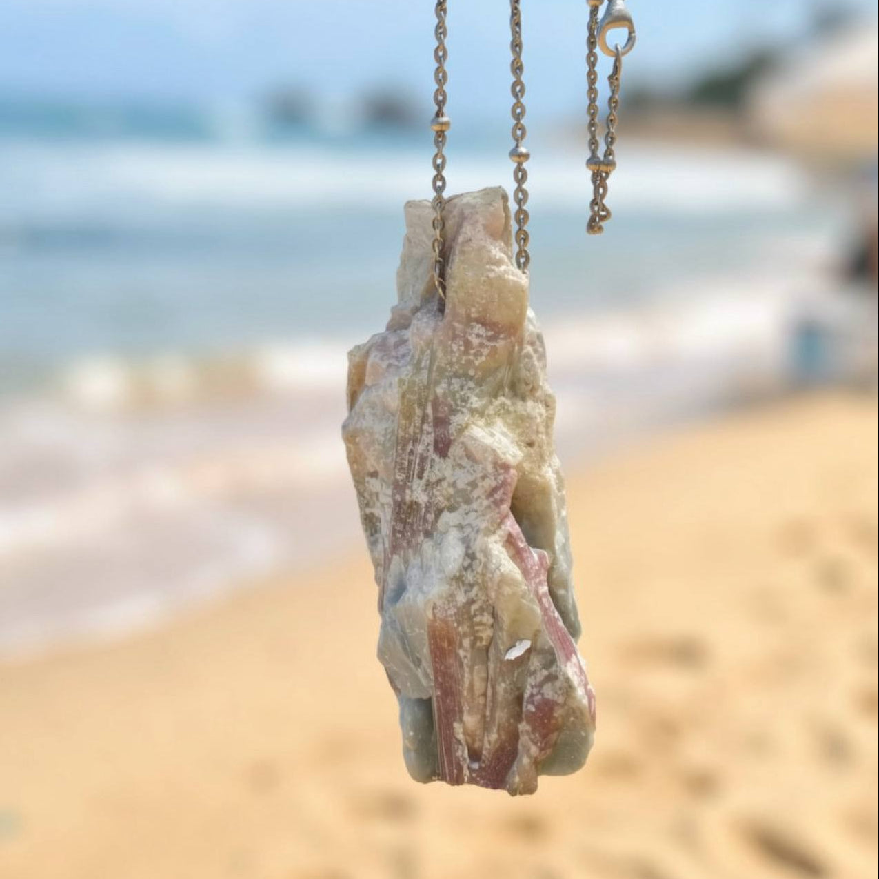 Raw Pink Tourmaline Pendant