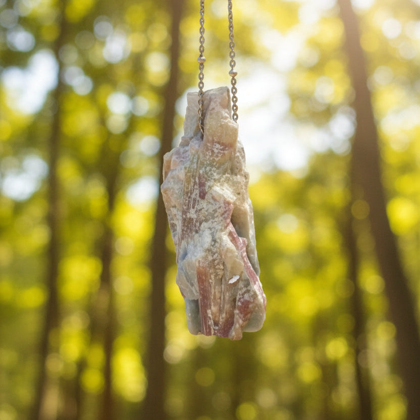 Raw Pink Tourmaline Pendant