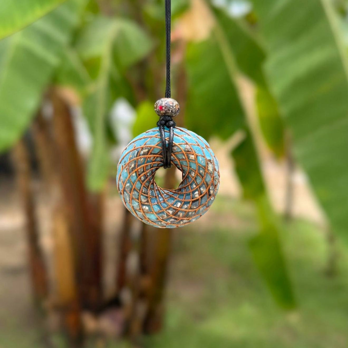 Turquoise Orgonite Torus Pendant - Large
