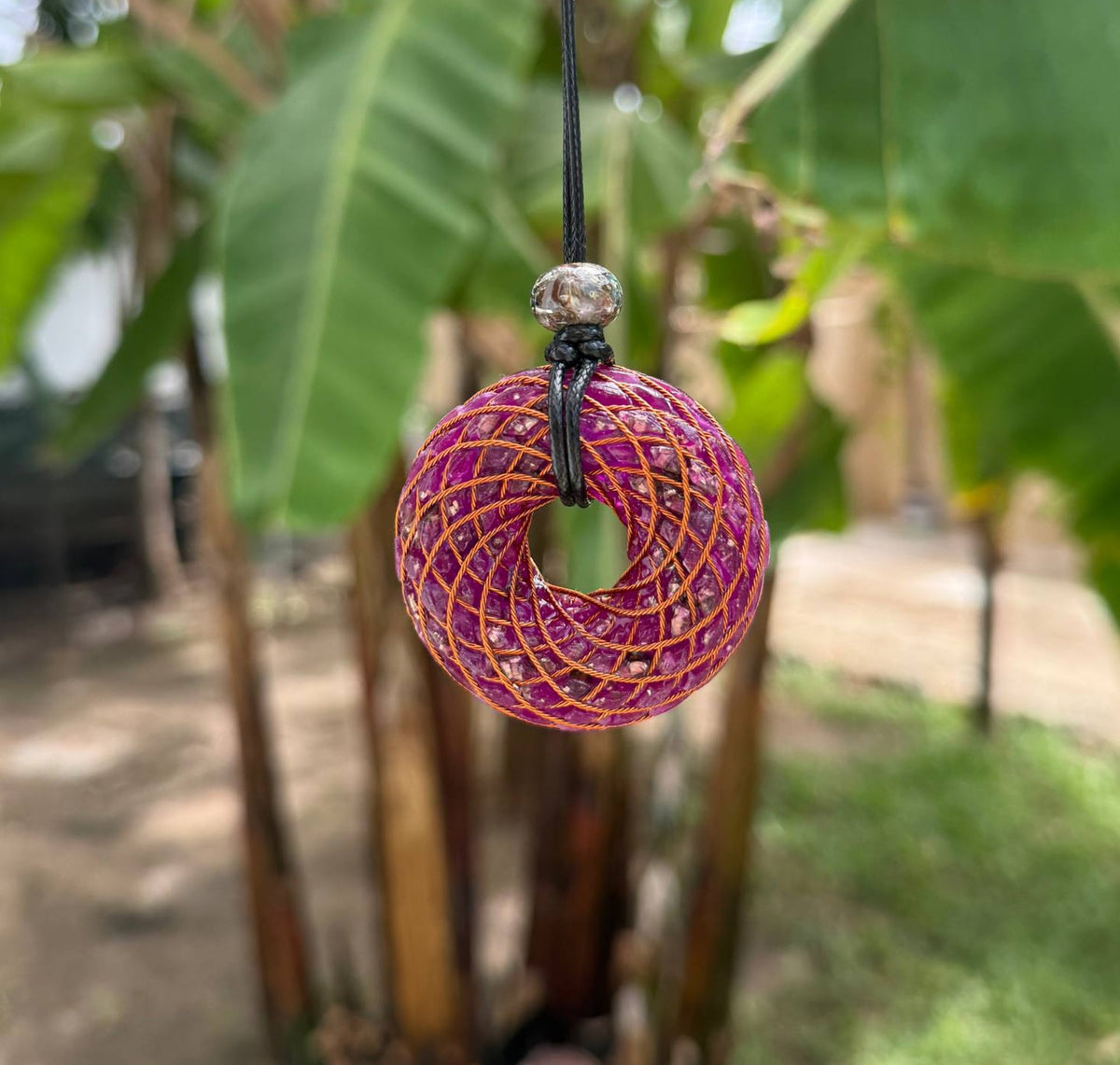 Purple Orgonite Torus Pendant — Large
