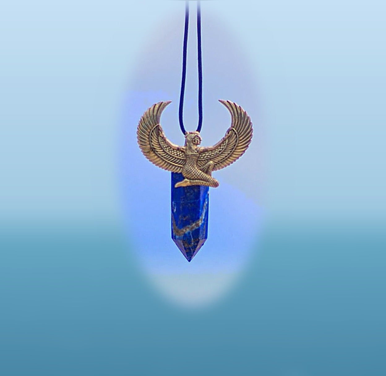 Isis Lapis Lazuli Pendant Brass