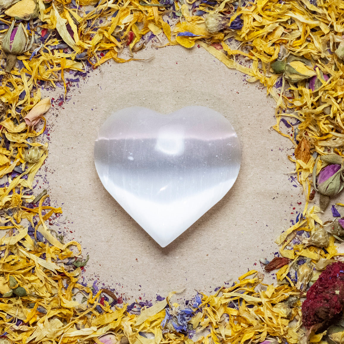 Selenite Puffy Heart
