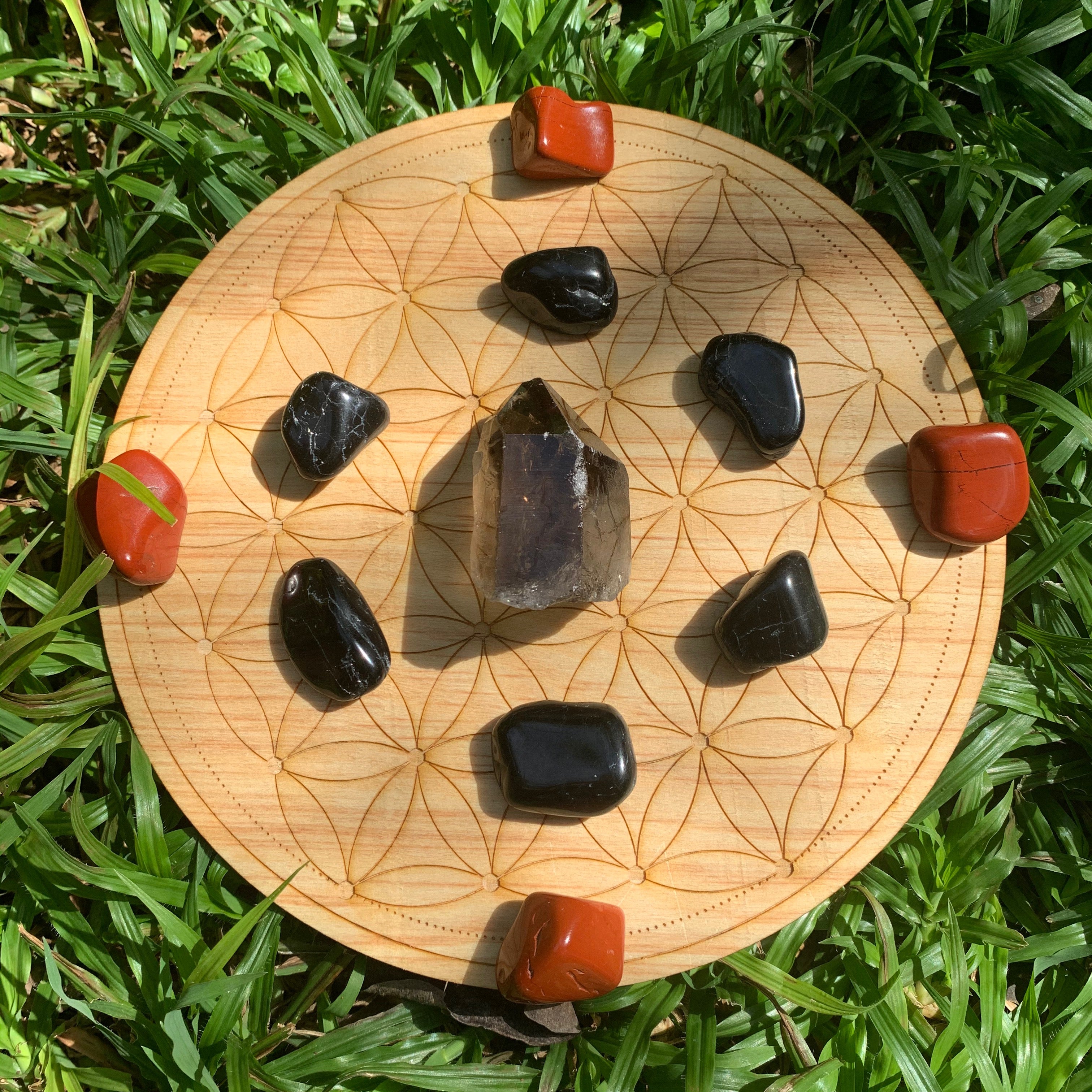 Flower of life Wooden Crystal Grid Disc