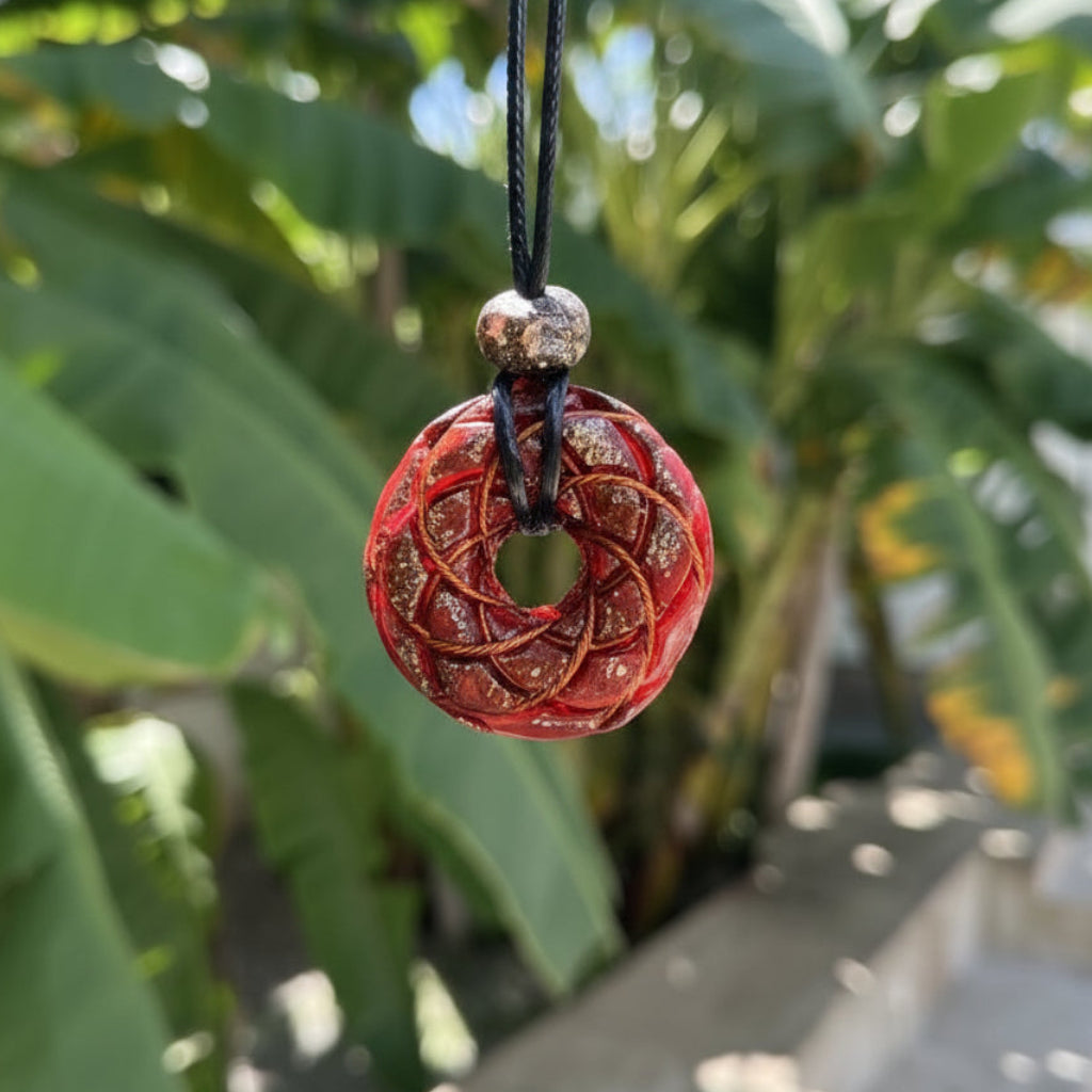 Red Orgonite Torus Pendant Small