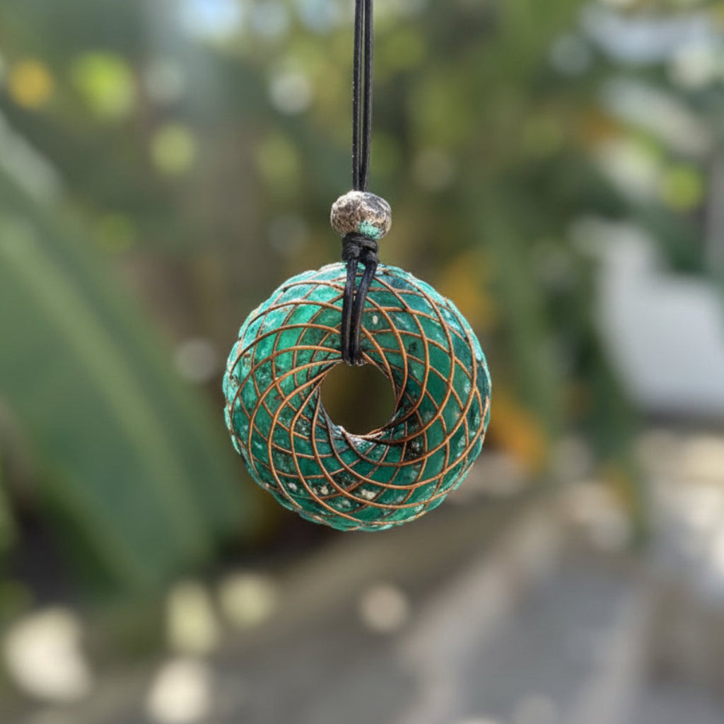 Green Orgonite Torus Pendant Large