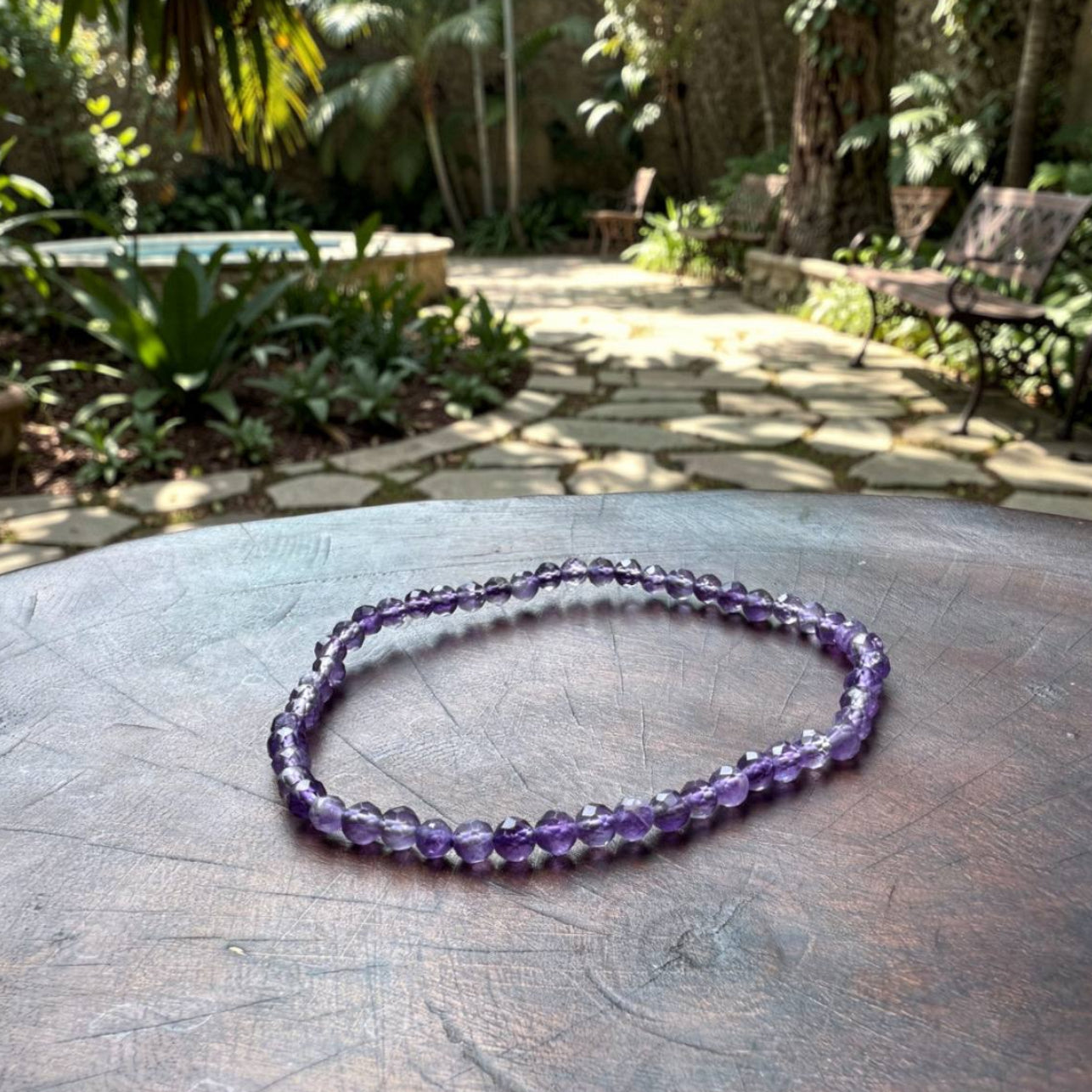 Amethyst Faceted Bracelet 4mm