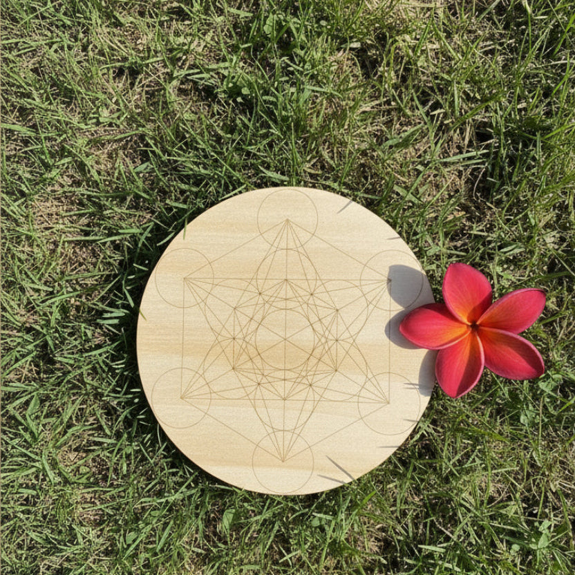 Flower of life Wooden Crystal Grid Disc