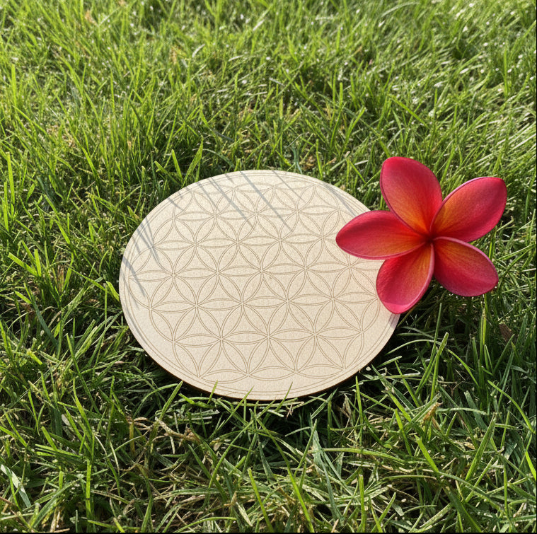 Flower of life Wooden Crystal Grid Disc