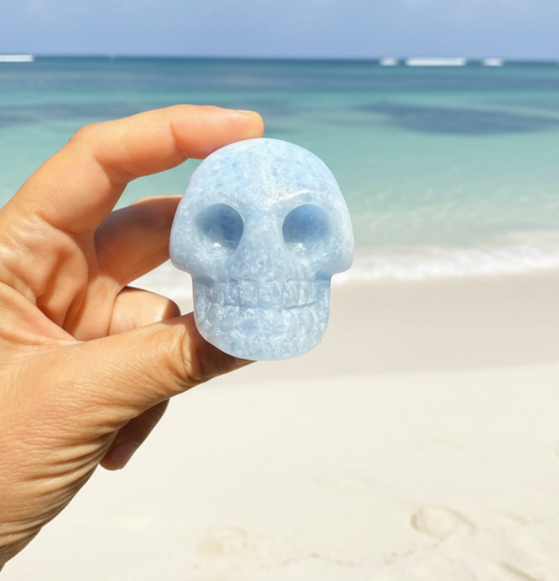 Blue Aragonite Skull Premium
