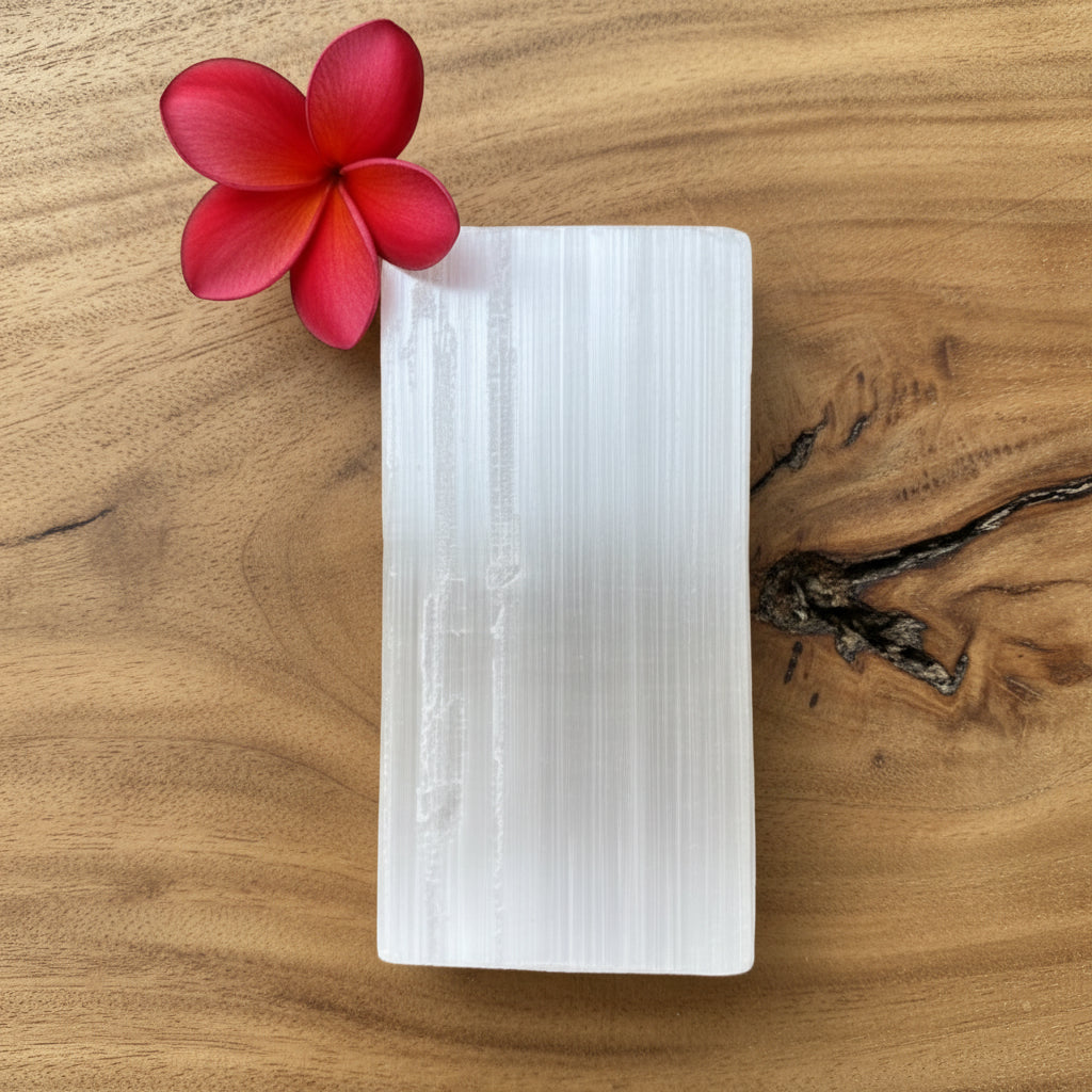 Selenite Rectangular Plate 20cm