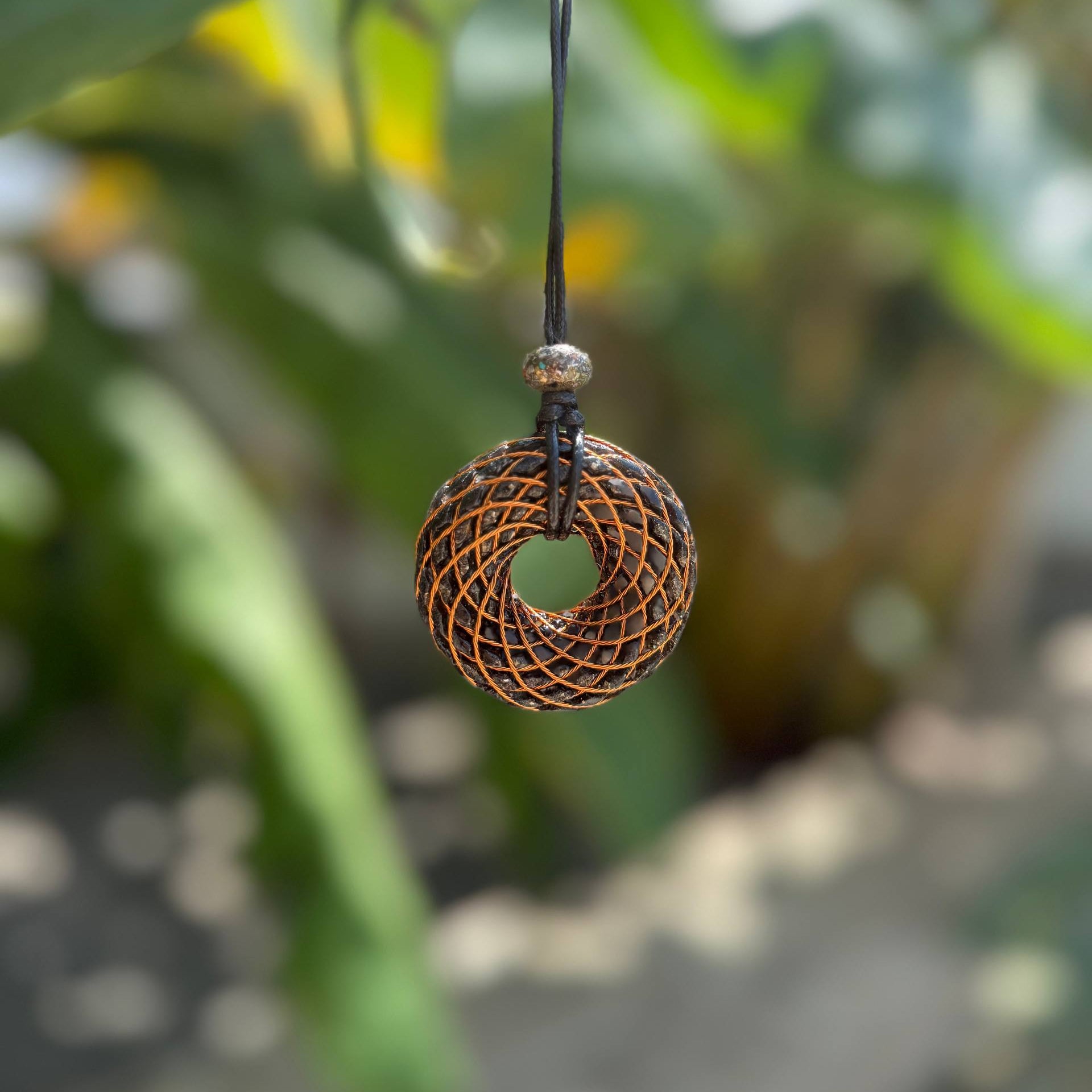 Black Orgonite Torus Pendant Large