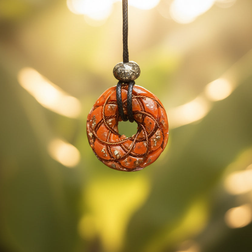 Orange Orgonite Torus Pendant Small