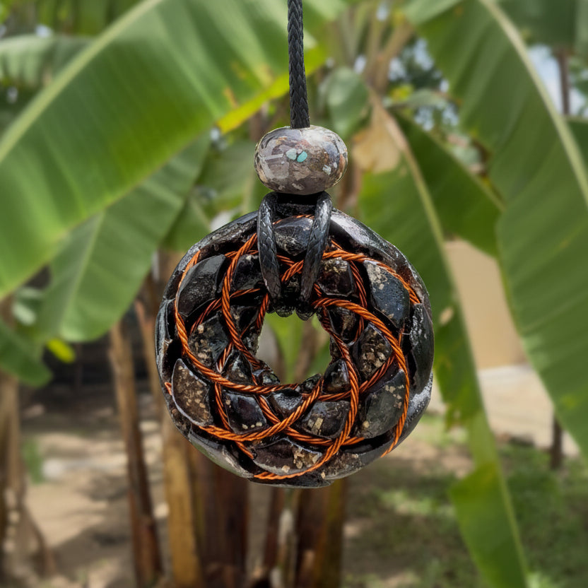 Black Tourmaline Torus Pendant Small