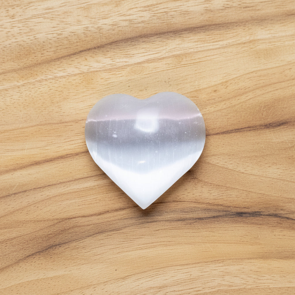 Selenite Puffy Heart