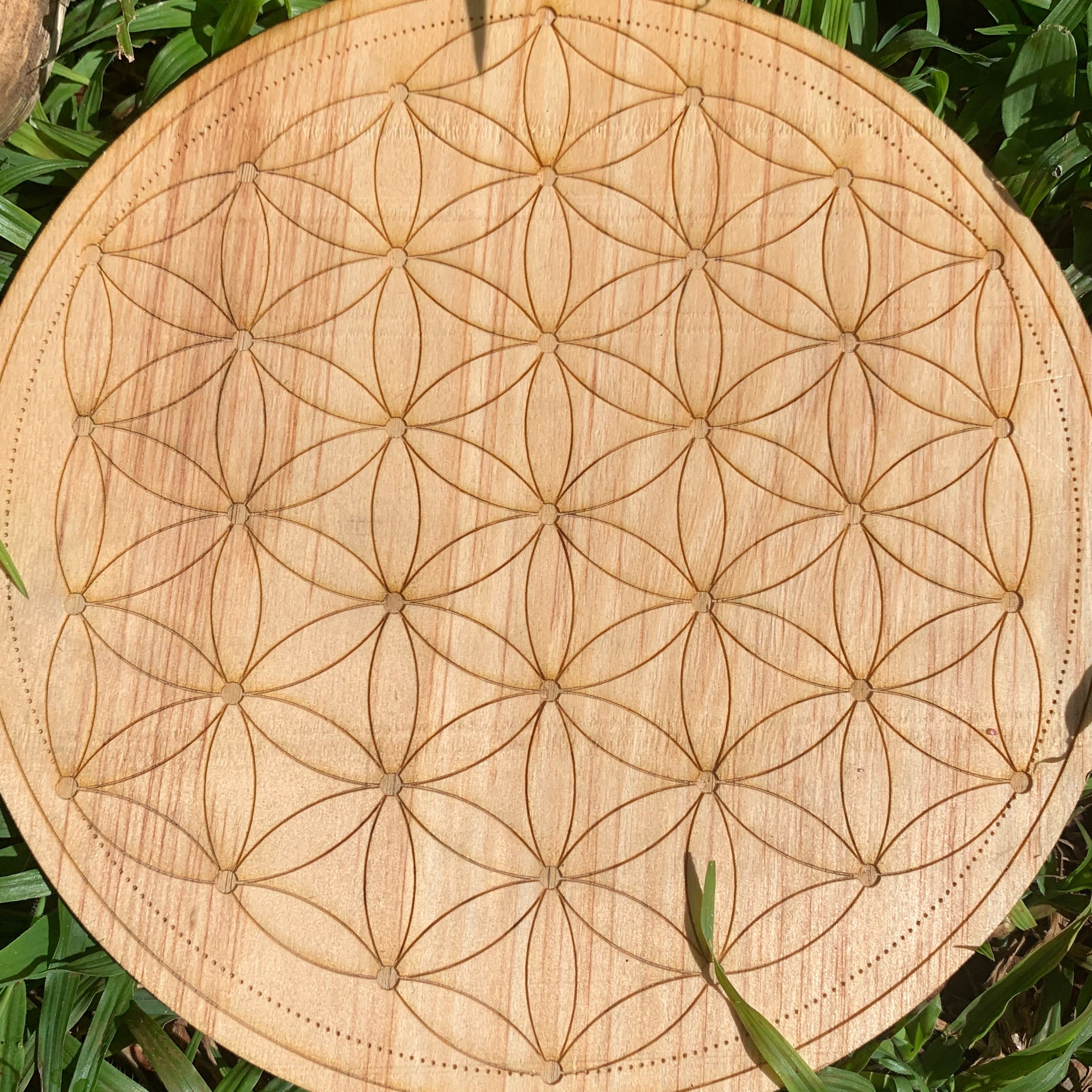 Flower of life Wooden Crystal Grid Disc